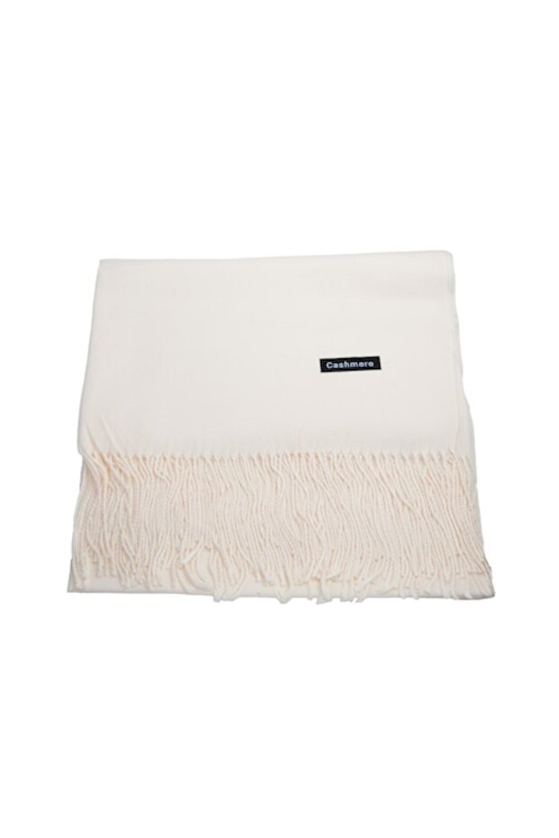 Eșarfă Pashma din cașmir simplu, crem - 1