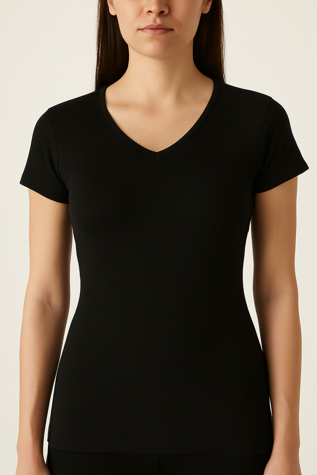 Women's V-Neck Short Sleeve Thermal Underwear - Soft and Stretchy Fabric