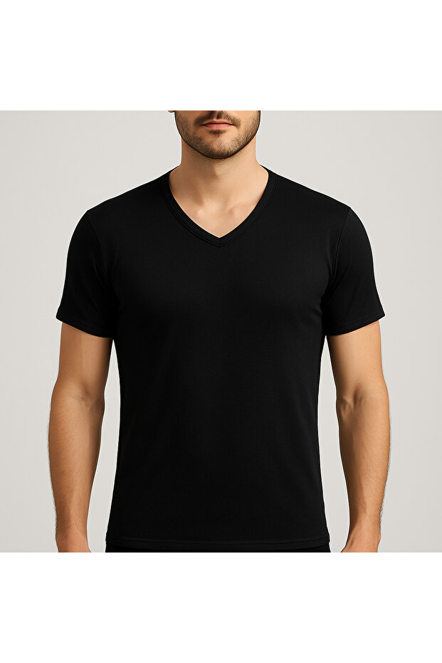 Men's V-Neck Short Sleeve Thermal Underwear - Soft and Stretchy Fabric