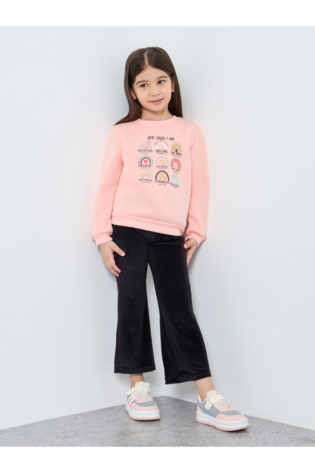 Black Plain Corduroy Flared Leggings