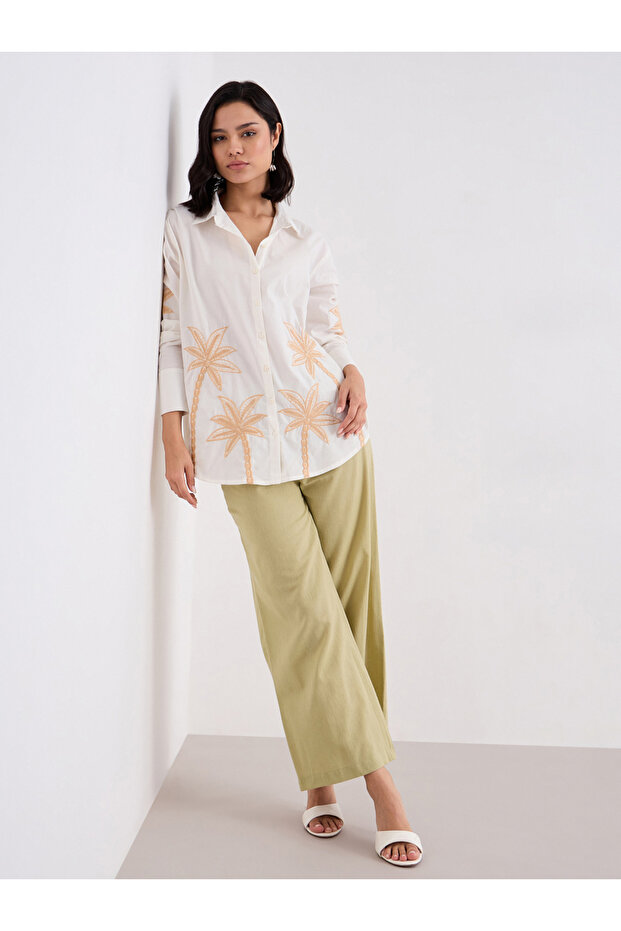 Green Casual Wide Leg Culottes