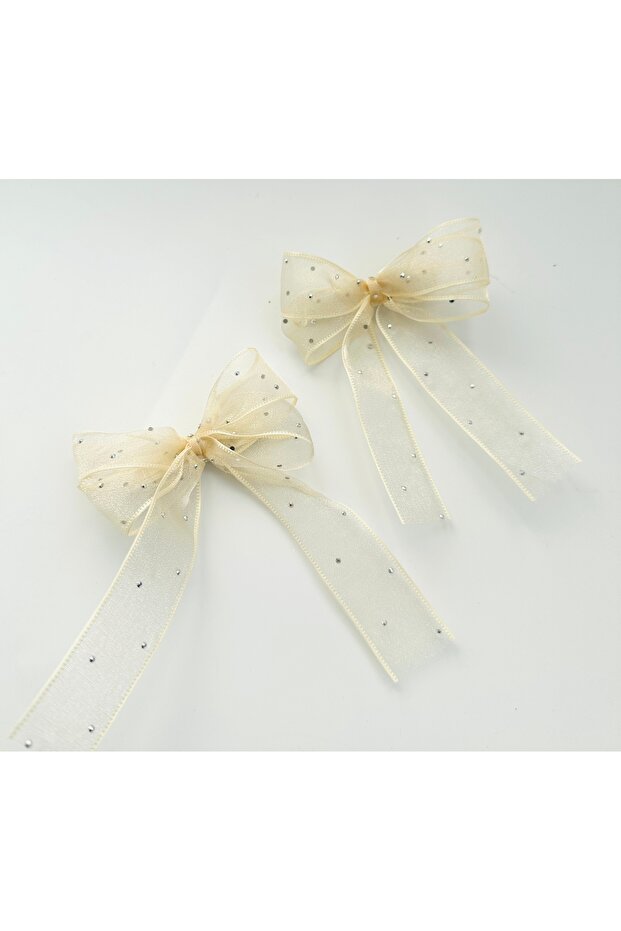 مشبك مزدوج على شكل فيونكة من التول - 2