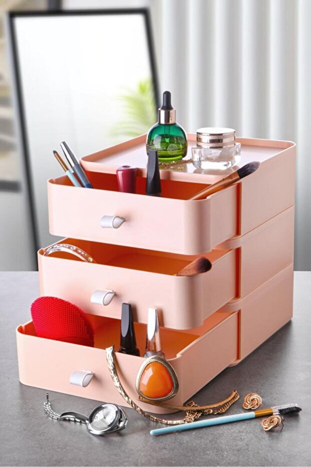 3-Piece Jewelry, Makeup and Cosmetics Organizer Drawer, Office Desk Organizer