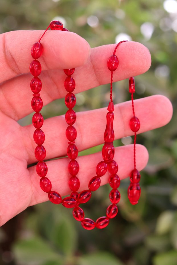 Red Barley Cut Special System Fire Amber Prayer Beads 201024761