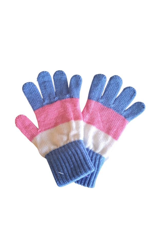 Waiter Size Girl's Gloves Blue Pink 8-12 Years Old