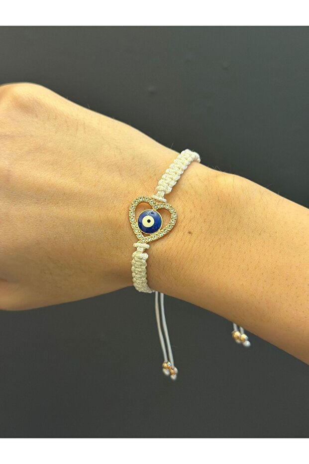 Macrome Knitted Evil Eye Heart Rope Bracelet