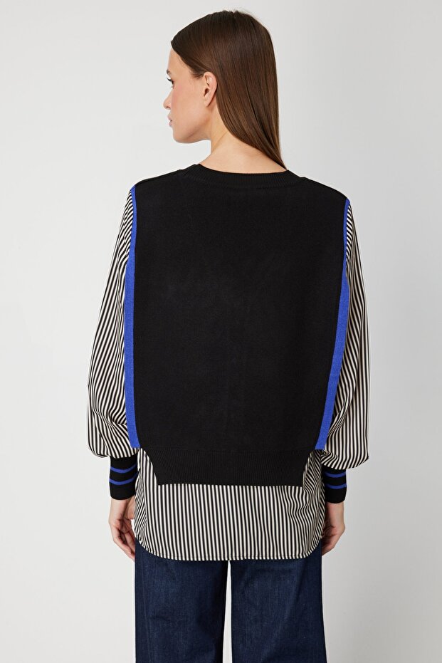 Mix Kumaş Gömlekli Bluz - 5