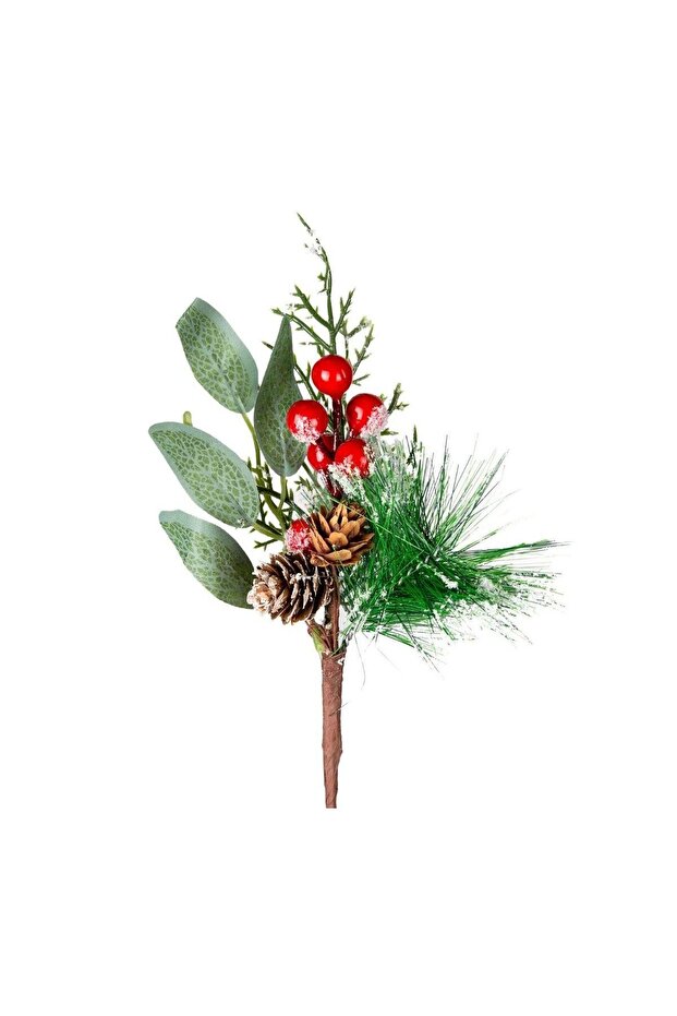 Christmas Ornament, Pique Berry, Red-Green - Snowy, 25 cm