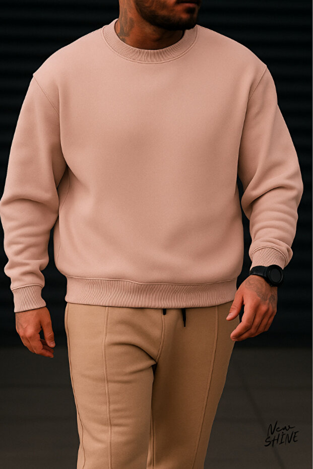 سويت شيرت بياقة دائرية غير مطبوع - 1