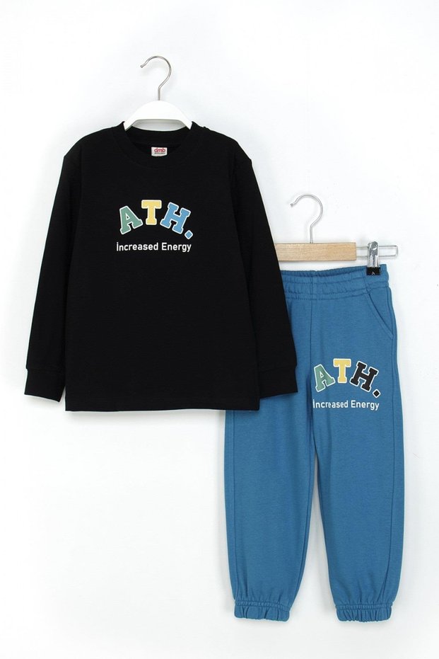 Mojo Boys' 3-8 Years Old Elastic Leggings Tracksuit Set Black