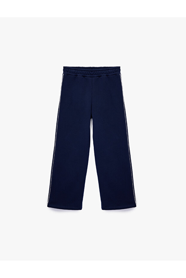 Fleece-Lined Piped Cotton Sweatpants with Elastic Waist