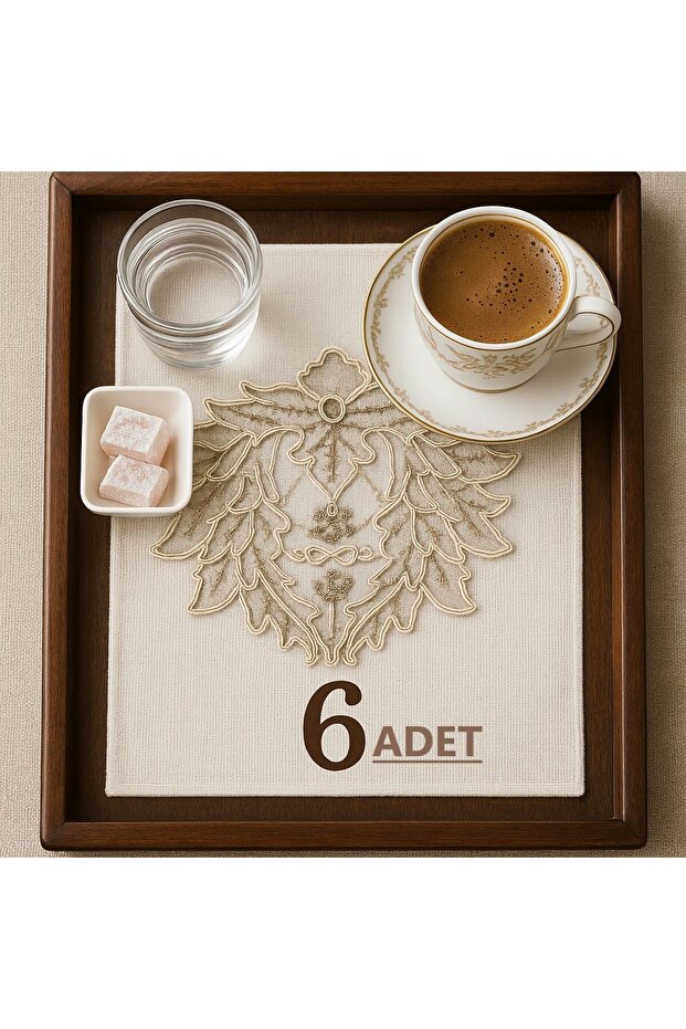 Çınar Kapiçino Model Decorative Guipure Lace Coffee Cocktail Presentation Napkin