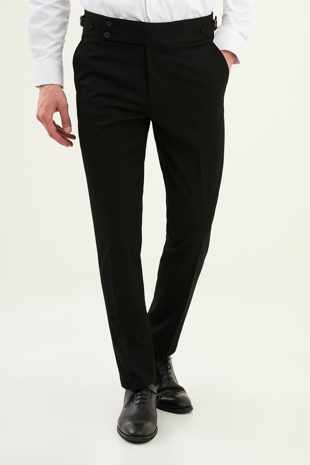 Düz Super Slim Fit Belt Detailed Buckle Men's Trousers Black - 38339.25K