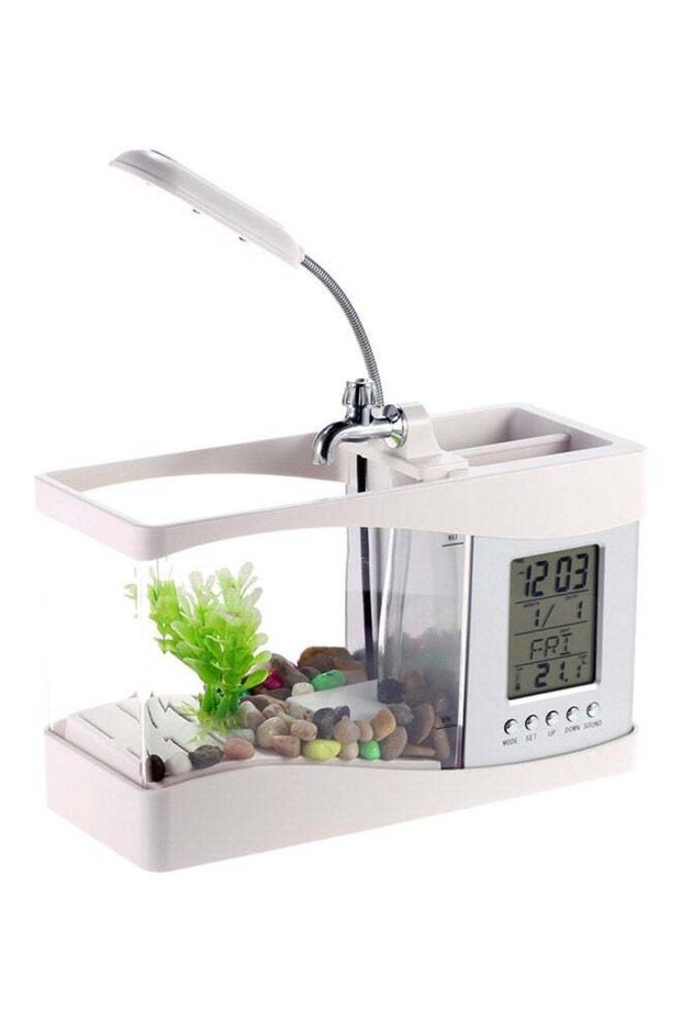 Mini USB LCD Desktop Fish Tank Aquarium Clock