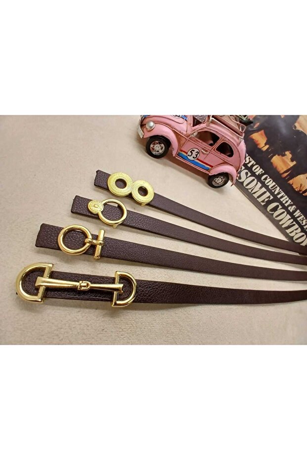 Different Model 4-Piece 2cm Set Women's Trouser Belt, Dress Belt, Coat Belt