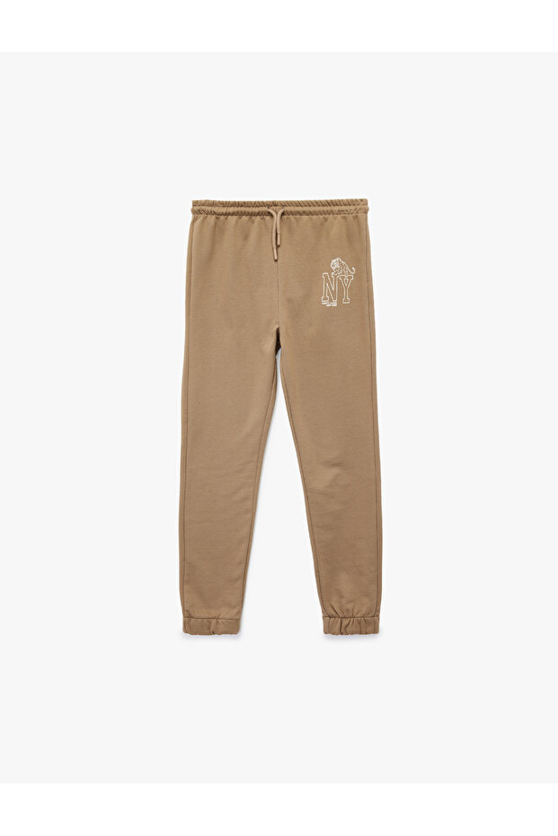 Cotton Print Detailed Hooded Jogger Sweatpants