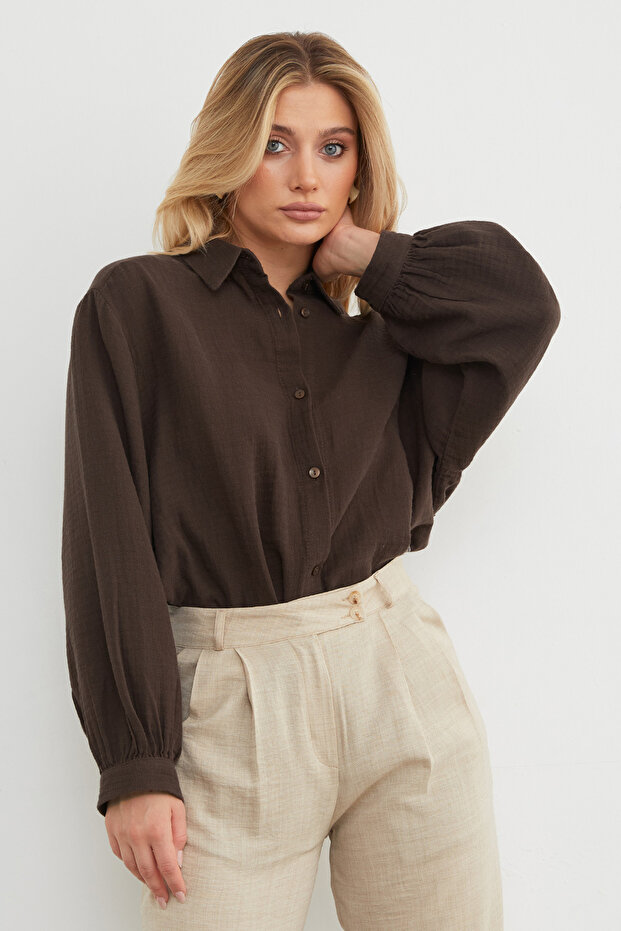 Basic Oversize Gömlek - 5