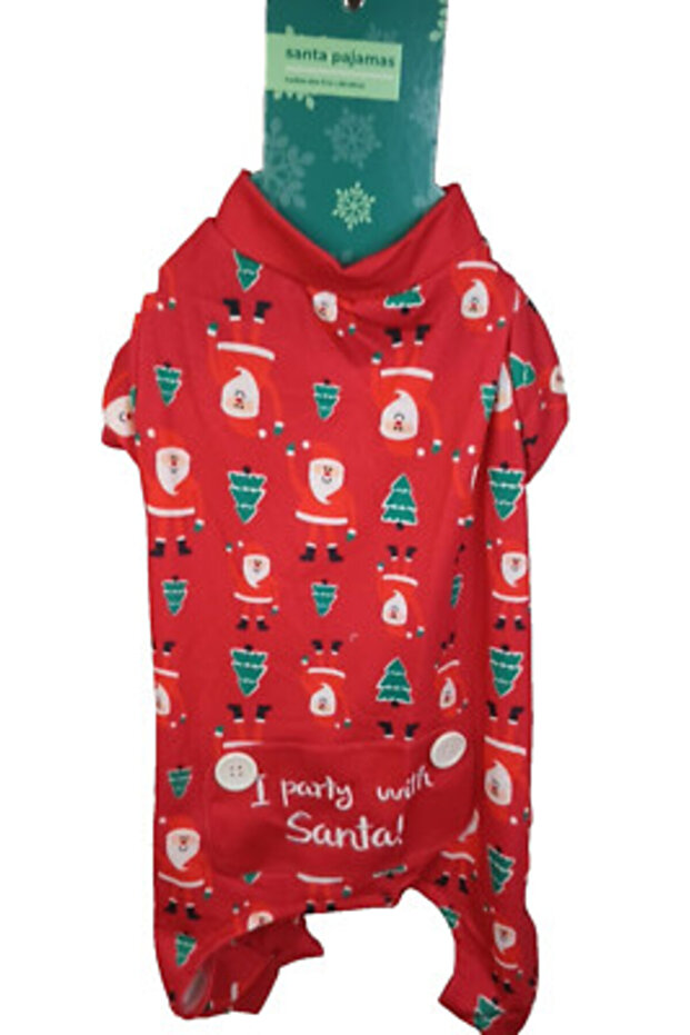I Partied With Santa Dog Pet Christmas Pull-On Pajamas - Medium