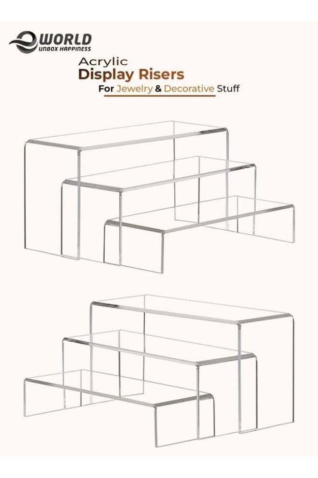 6 Pack clear Acrylic Display Riser for jewelry and Decorative stuff