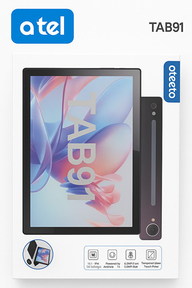 جهاز لوحي TAB 91 شاشة 10.1 بوصة، 6GB RAM و 128GB ذاكرة، Android 14