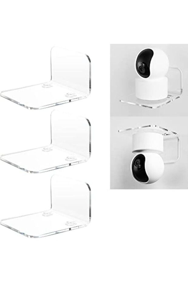 Acrylic Floating Wall Shelves Set of 3 for Security Cameras, Baby Monitors, Speakers - Universal Sm