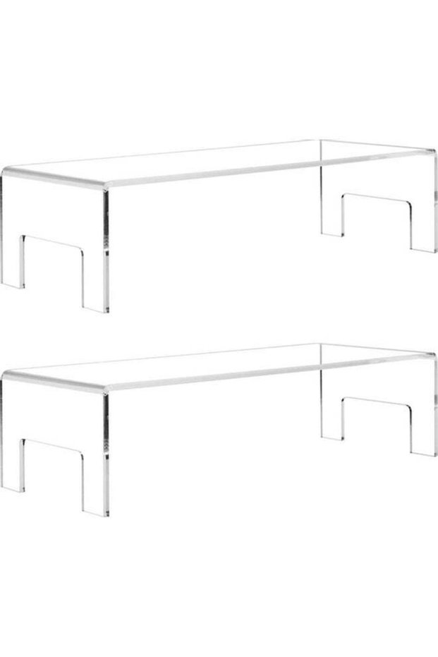 2-Piece Display Stand Set Clear/Silver/Black
