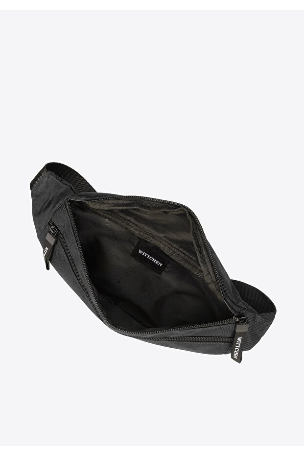 Men's Basic Black Polyester Waist Bag - 2
