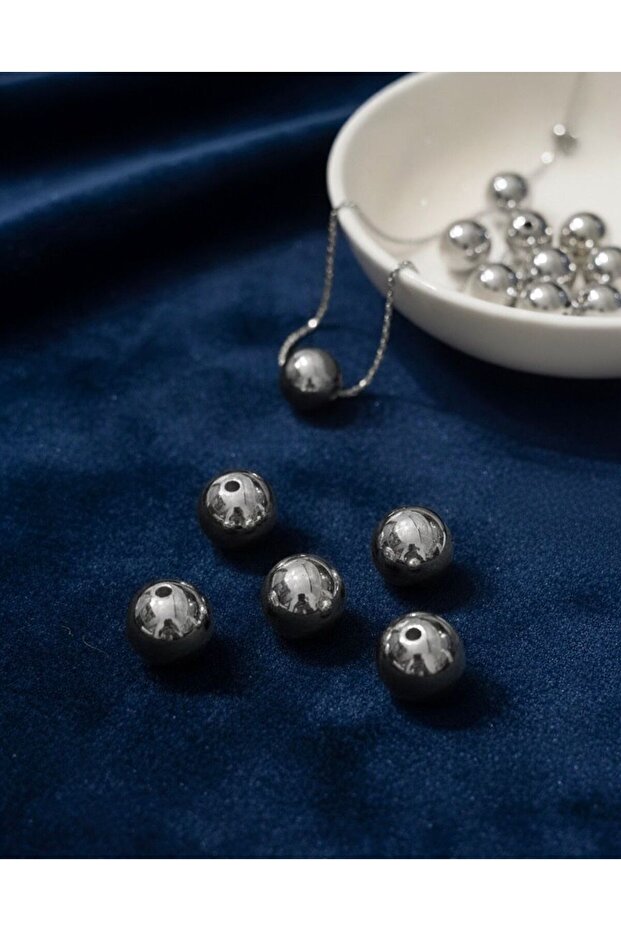 Luxury Shiny Silver Acrylic Round Beads (14mm) - 50 Pcs B:92