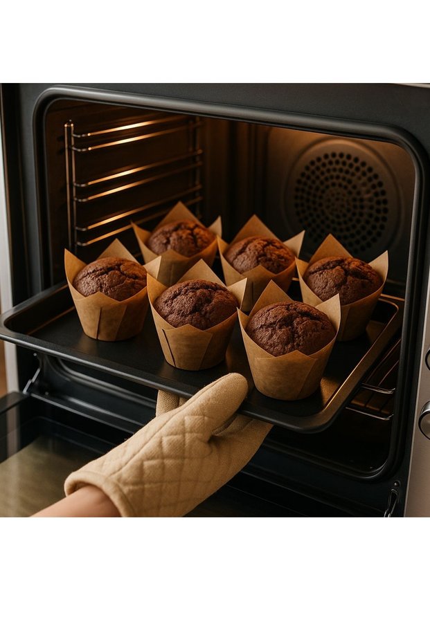 20 Pieces Kraft Muffin Cupcake Mold Tulip Shaped Cake Capsule Natural Cake Mold, Airfryer Compatible