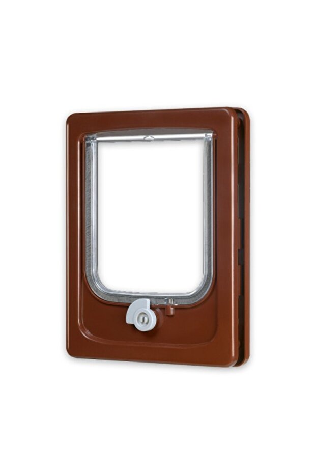 Cat-flap for Wooden Door - 4 Position (Brown)
