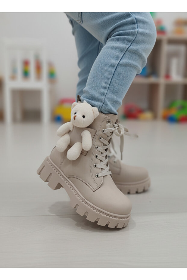 Newland 39181 Beige Lightweight Comfortable Cold-Proof Girl's Boots with Teddy Bear