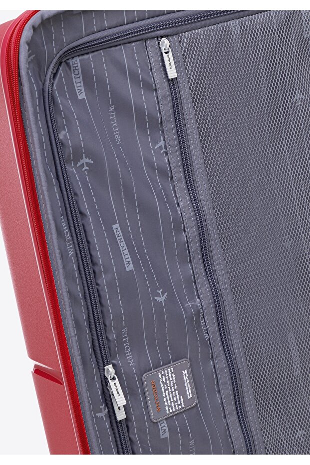 Man Large polypropylene suitcase with circles red red polypropylene - 6