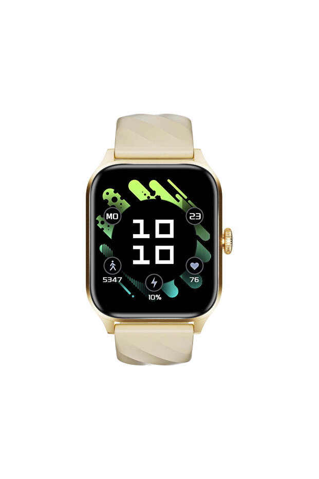 Active Smartwatch for Men & Women, Fitness & Heart Rate Tracker, IP67 Waterproof – Beige