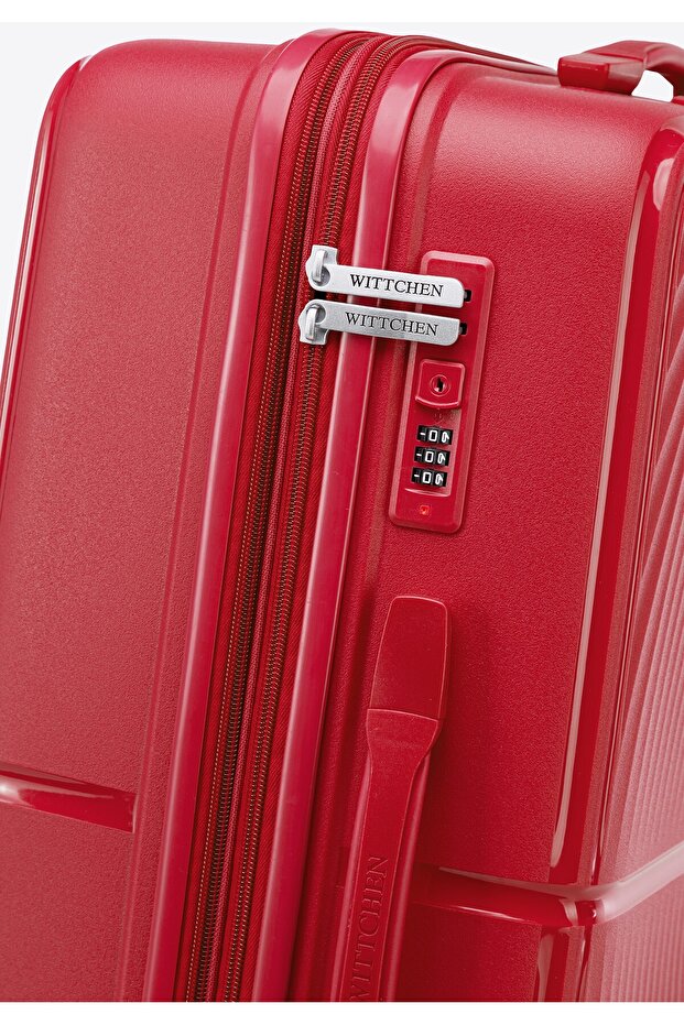 Man Large polypropylene suitcase with circles red red polypropylene - 10