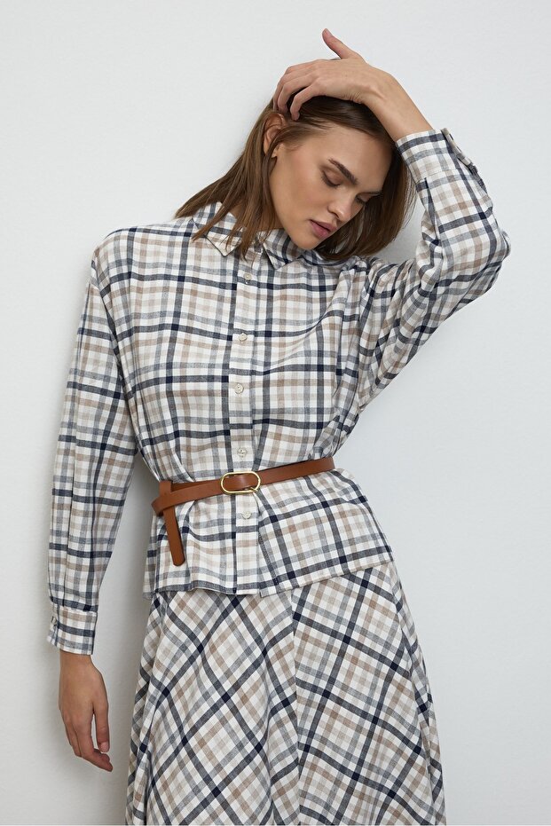 Ekose Gömlek Beyaz - 7