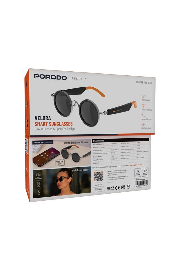 Lifestyle Velora Smart Sunglass Uv400 Lenses & Open Ear Design-Orange & Black
