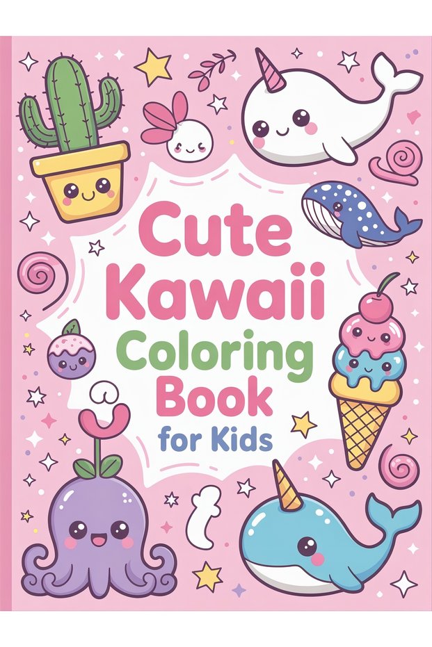 Kawaii Coloring Book | Cute Children's Coloring Book | 4-8 Years Old | Jupiter Publications