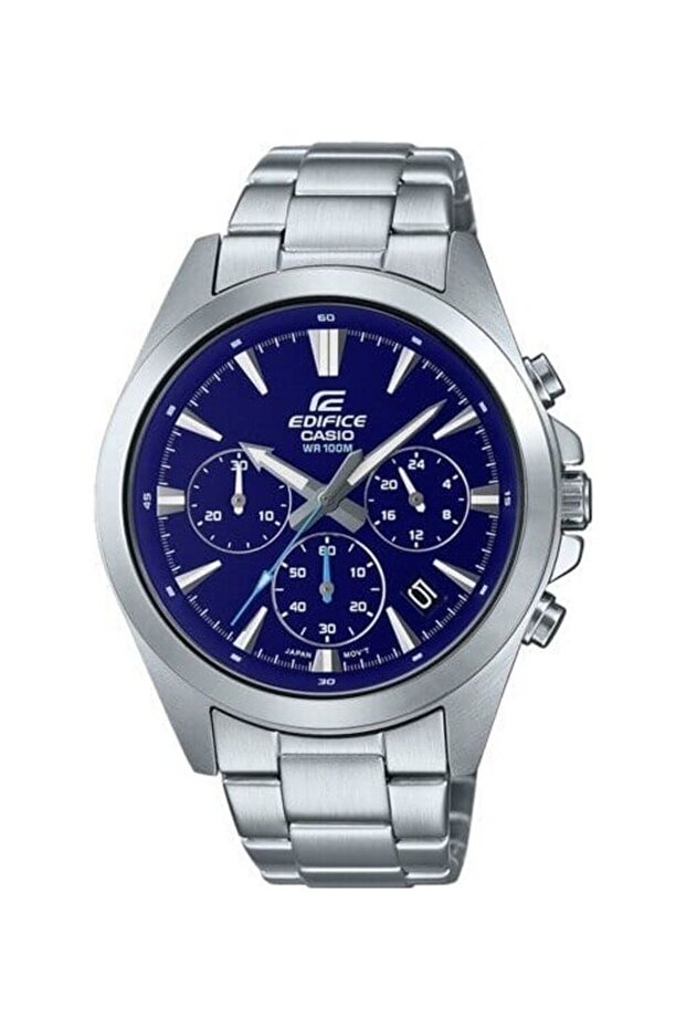 Edifice Men's Analog Chronograph Watch with Blue Dial and Stainless Steel Bracelet