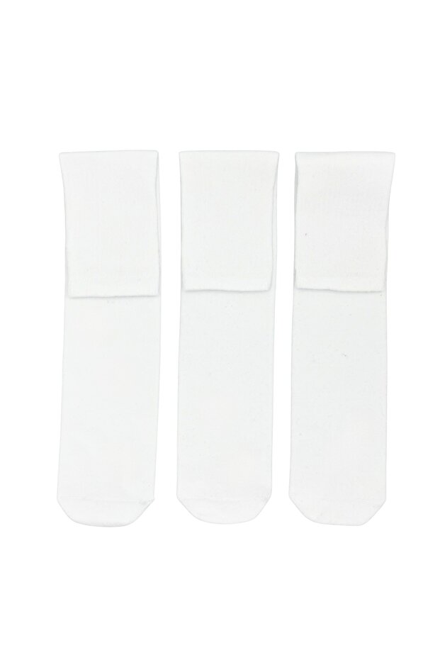 3-Piece Soft Cotton White Heel-Free Comfortable Tube Sports Socks