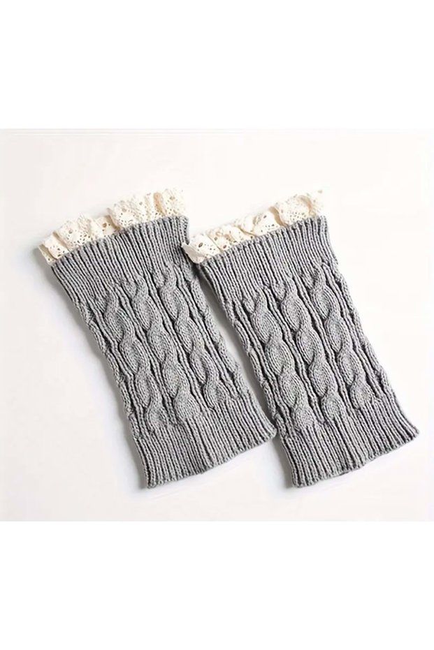 Fashionable, Stylish, Knitted Lace, Soft Inside the Boot, Flexible, Leg Warmers for Women-Gray Acr7565