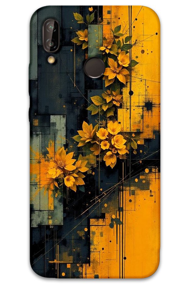 Huawei P20 Lite Case Hd Pattern Printed Back Cover - Yellow Flowers