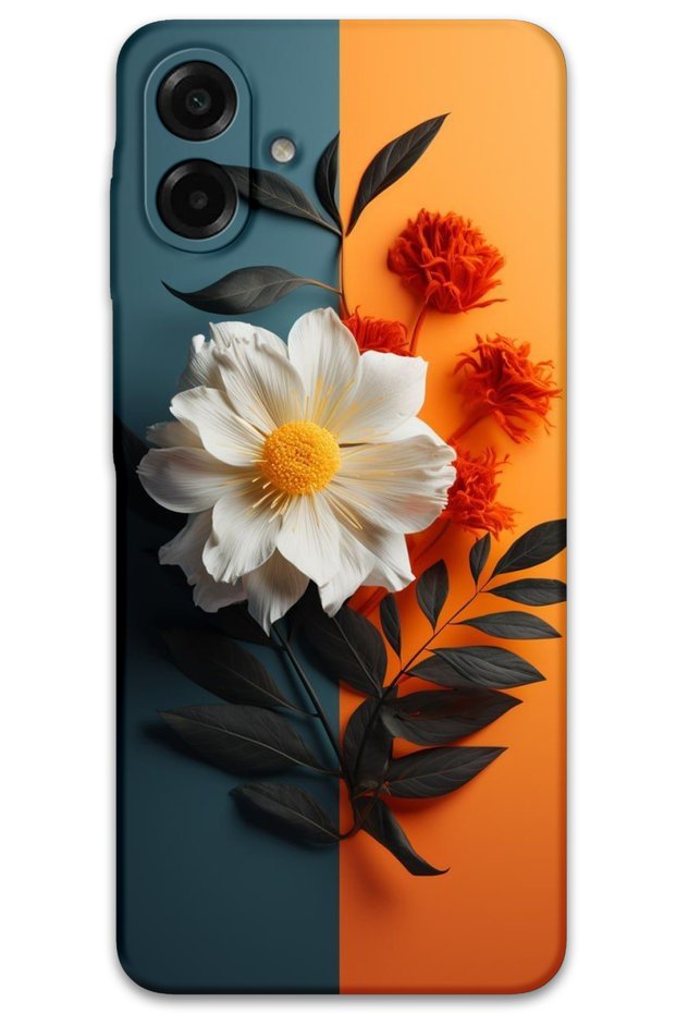 Samsung Galaxy A07 Case Hd Pattern Printed Back Cover - White Orange Flower