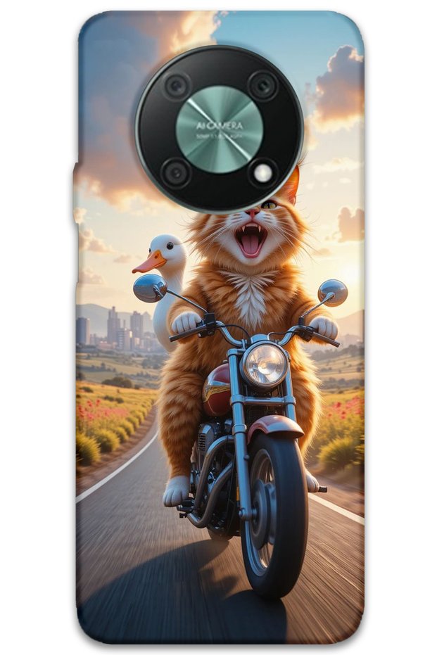 Huawei Nova Y90 Case Hd Pattern Printed Back Cover - Crazy Cat
