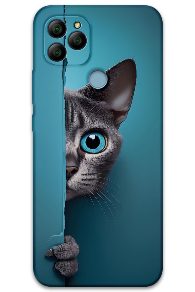 General Mobile Gm 22 Case Hd Pattern Printed Back Cover - Blue-Eyed Cat