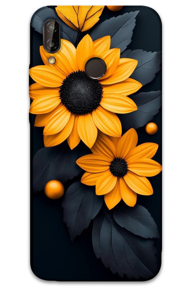 Huawei P20 Lite Case Hd Pattern Printed Back Cover - Black Floral