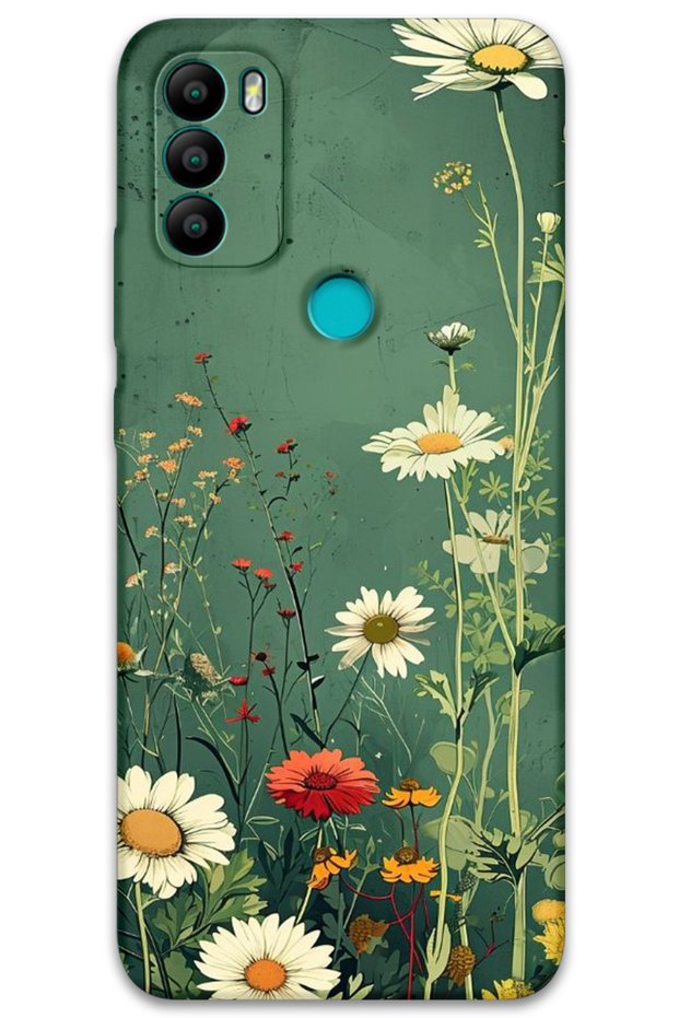 General Mobile Gm 21 Plus Case Hd Pattern Printed Back Cover - Green Daisy