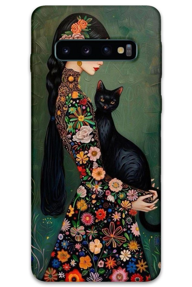 Samsung Galaxy S10 Plus Case Hd Pattern Printed Back Cover - Black Cat
