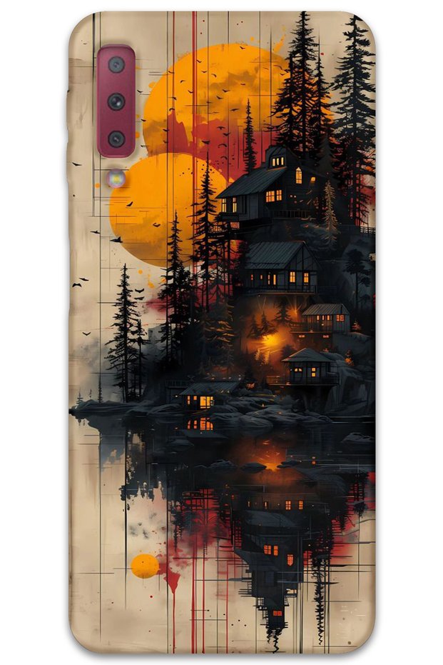 Samsung Galaxy A7 2018 Case Hd Pattern Printed Back Cover - Wooden Houses
