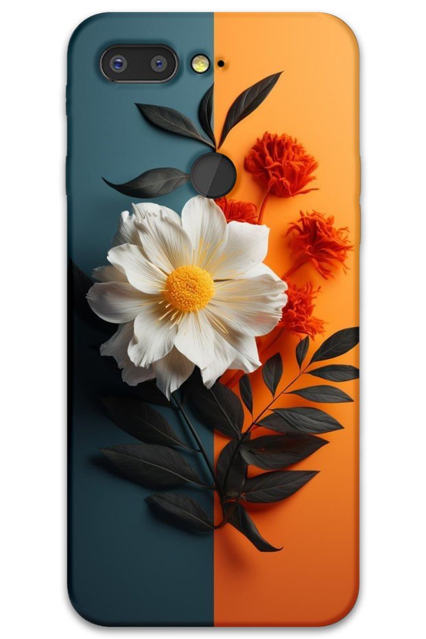 General Mobile Gm 9 Pro Case Hd Pattern Printed Back Cover - White Orange Flower