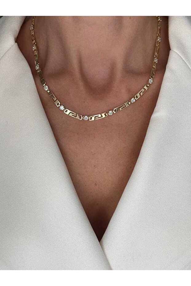 Marka Model Taş Detaylı Kolye 14K - 1